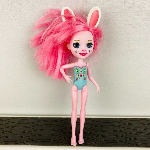 Enchantimals Pink Girl Doll Blue Outfit Bunny Head Blue Eyes 7 Inch Pretend Play - Picture 1 of 4